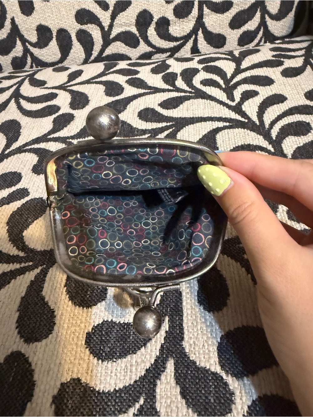 Fossil Striped Leather Coin Purse in Teal, Brown & Orange - Picture 3 of 3
